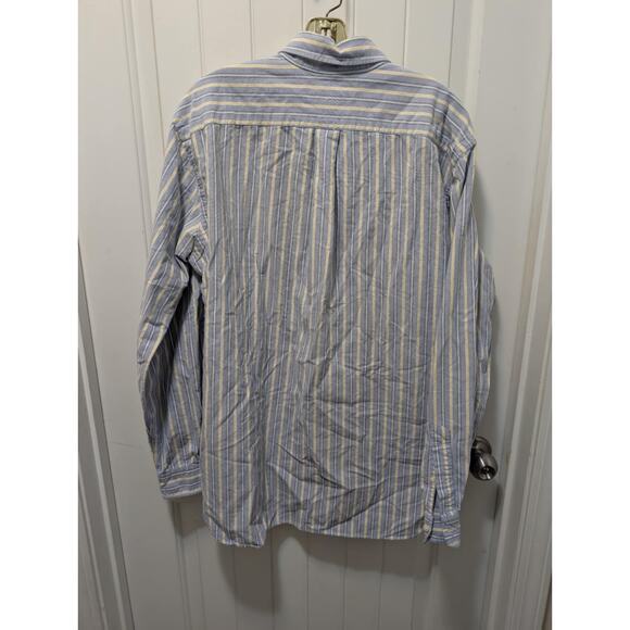 Ralph Lauren Men’s Classic Fit Large Blue Yellow Striped Button Down Shirt Work - Picture 5 of 8